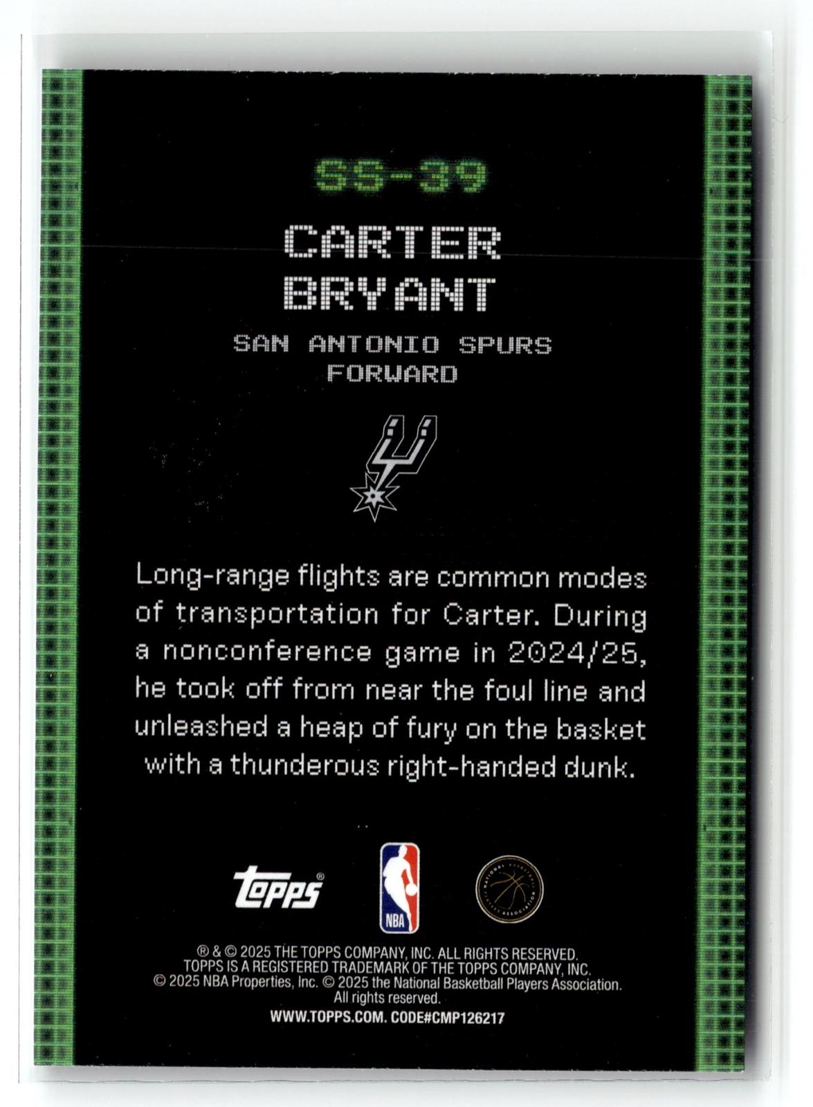 2025-26 Topps #SS-39 Carter Bryant Scan and Slam