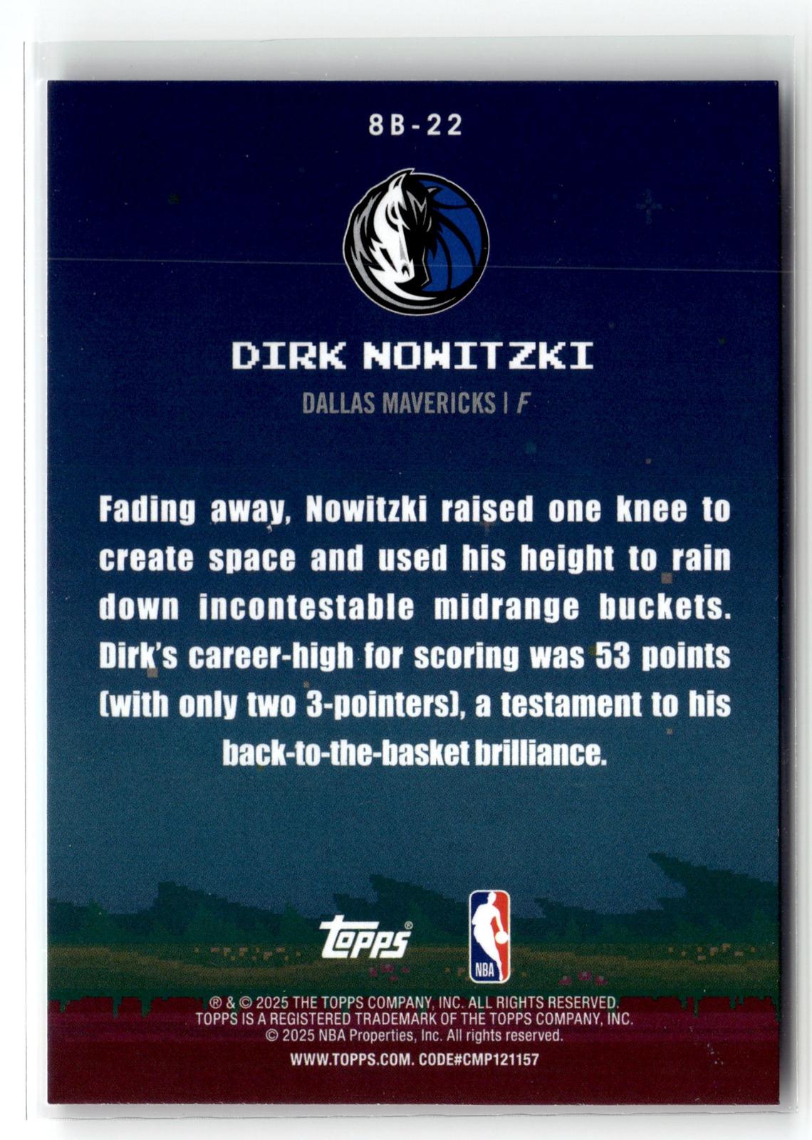 2025-26 Topps #8B-22 Dirk Nowitzki 8-Bit Ballers