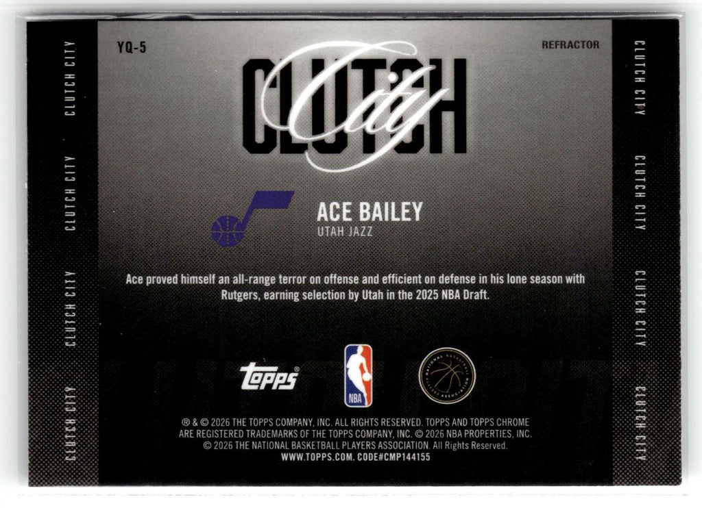 2025-26 Topps Chrome Update #YQ-5 Ace Bailey Clutch City