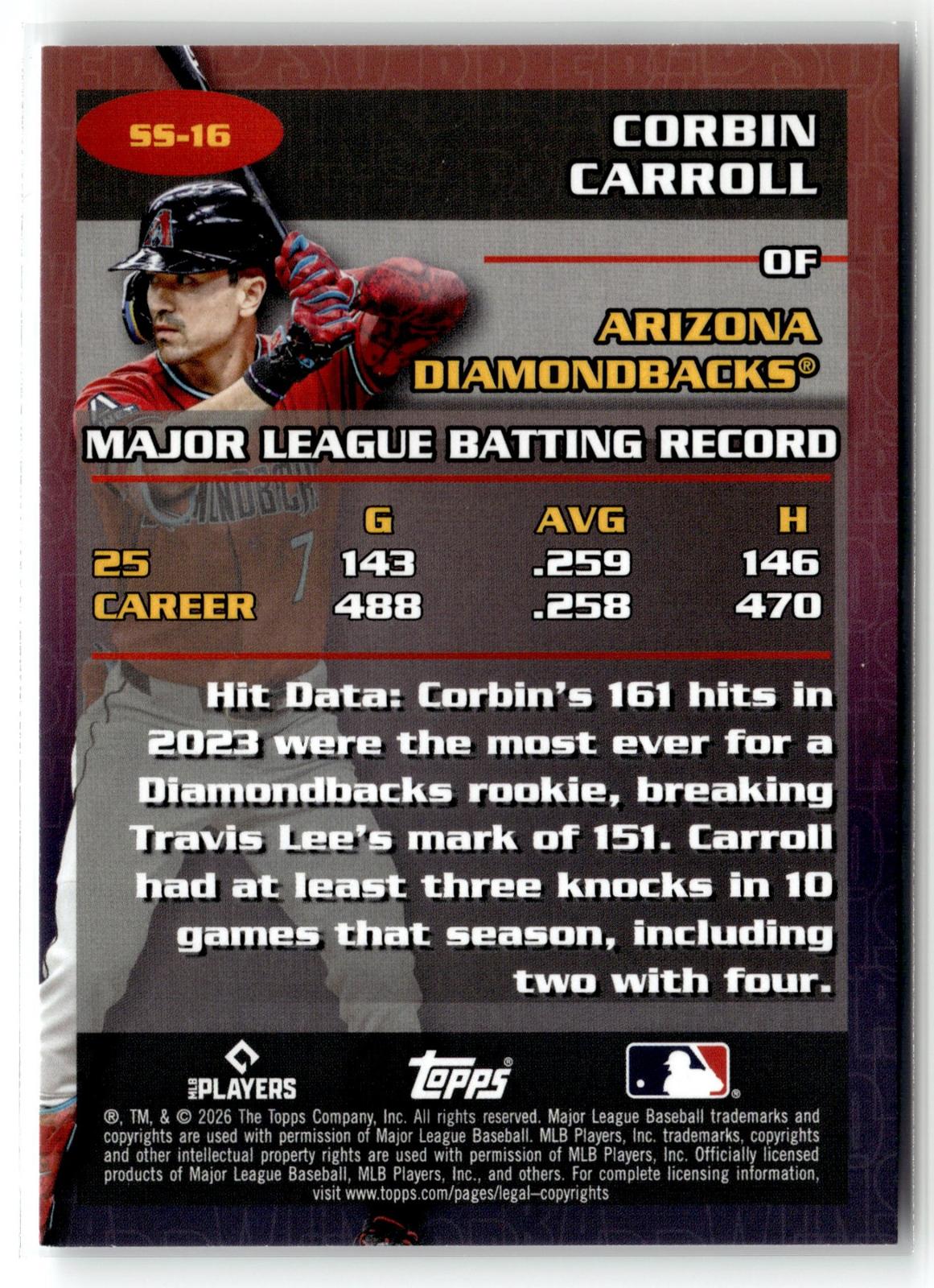 2026 Topps Update #SS-16 Corbin Carroll Stat Stars