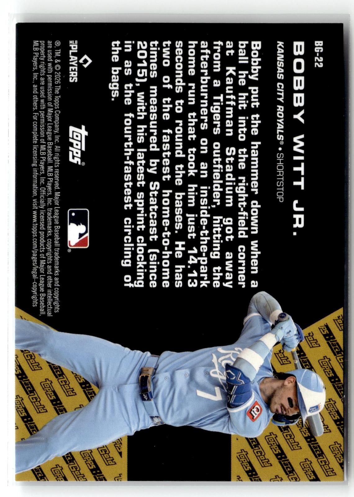 2026 Topps Update #BG-22 Bobby Witt Jr. Topps Black Gold