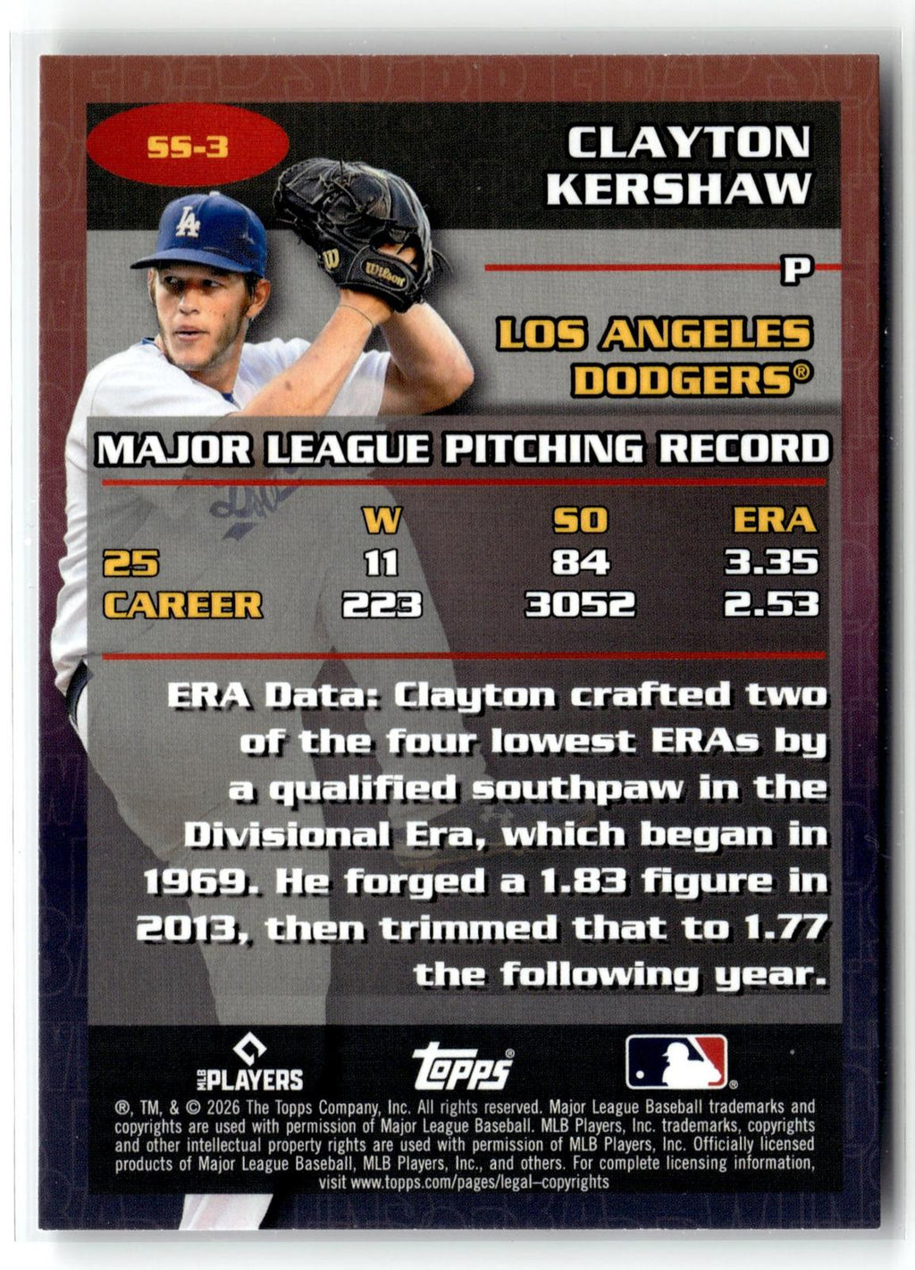 2026 Topps Update #SS-3 Clayton Kershaw Stat Stars