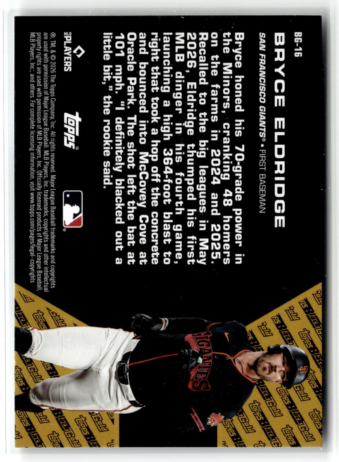 2026 Topps Update #BG-16 Bryce Eldridge Topps Black Gold