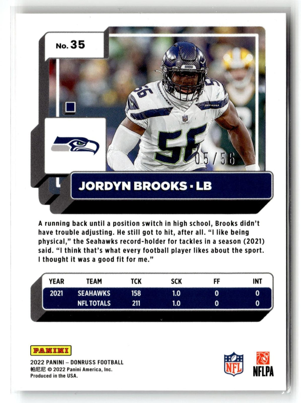 #35 Jordyn Brooks 2022 Donruss