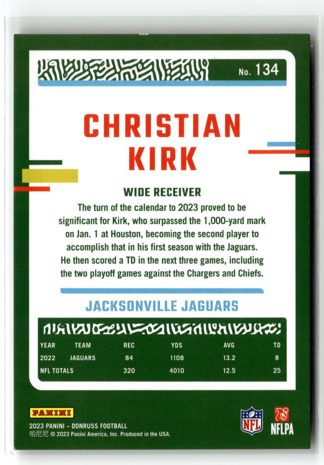 #134 Christian Kirk 2023 Donruss