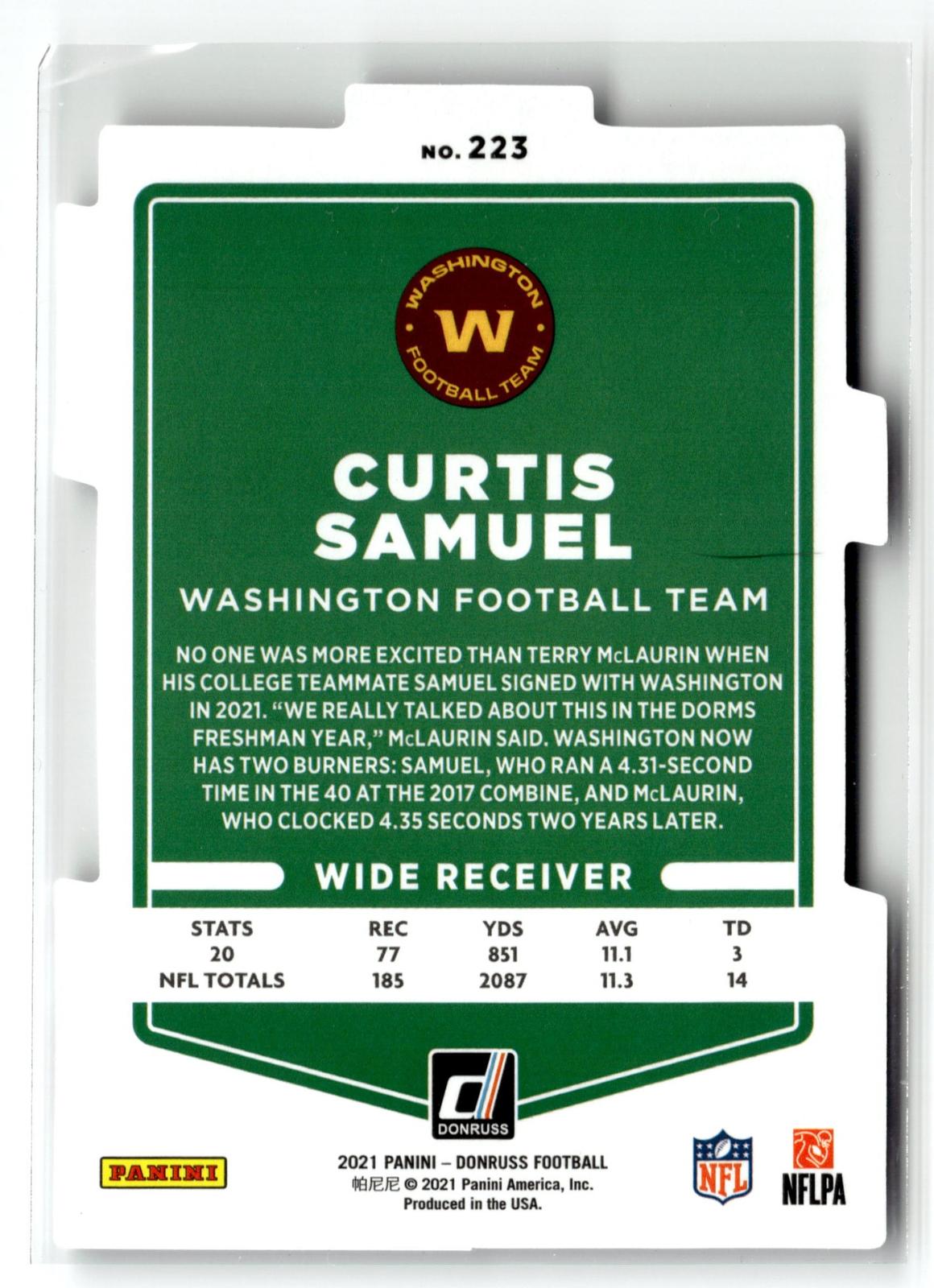 #223 Curtis Samuel 2021 Donruss