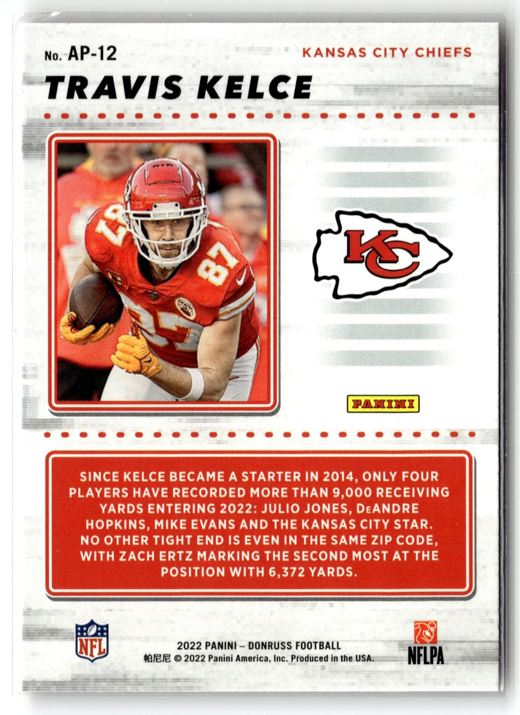 #AP-12 Travis Kelce 2022 Donruss