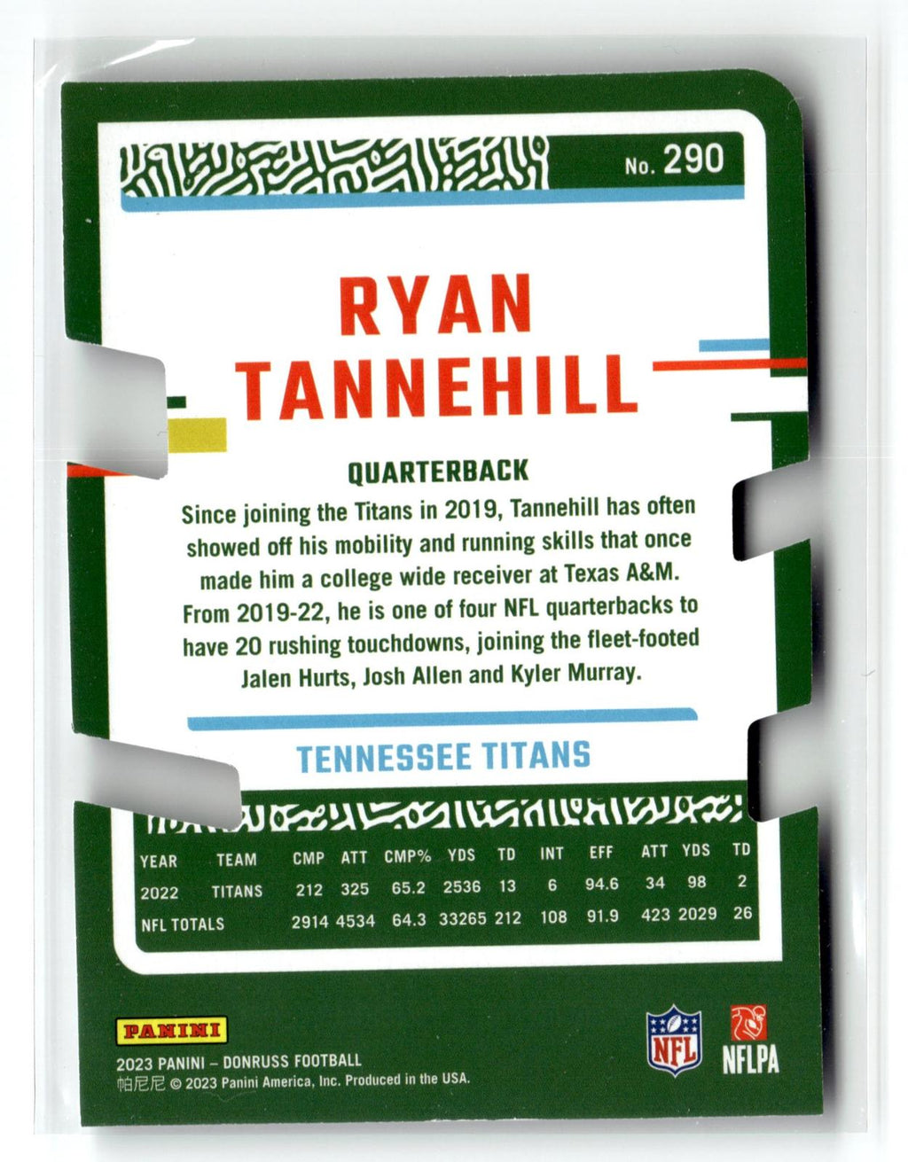 #290 Ryan Tannehill 2023 Donruss