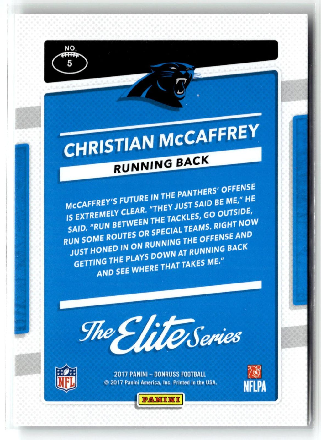 #5 Christian McCaffrey 2017 Donruss