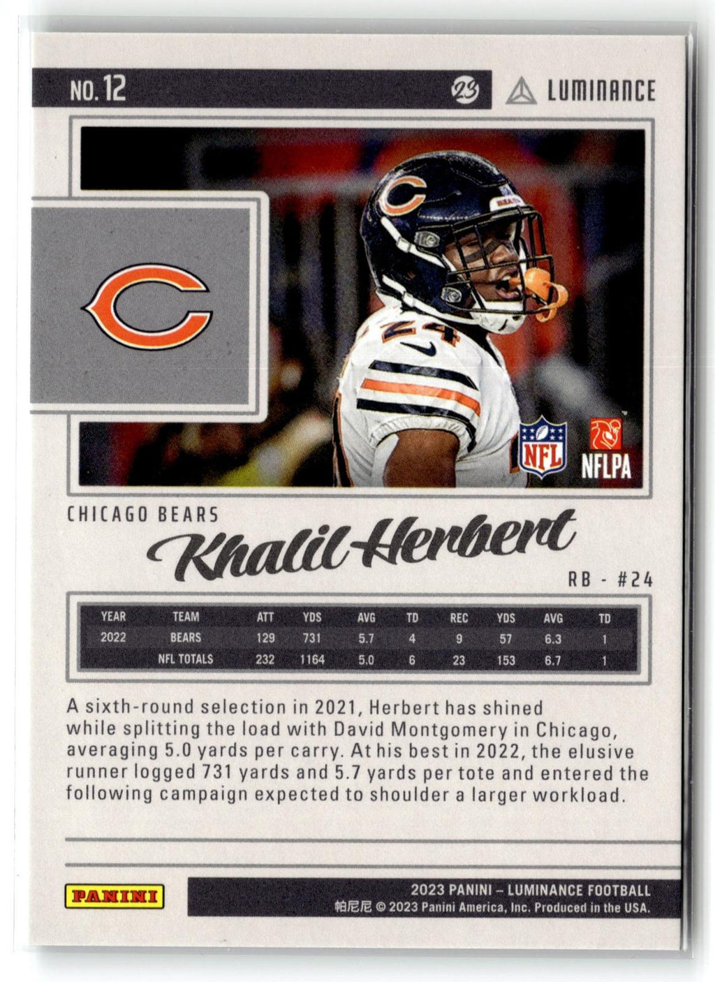 #12 Khalil Herbert 2023 Panini Luminance