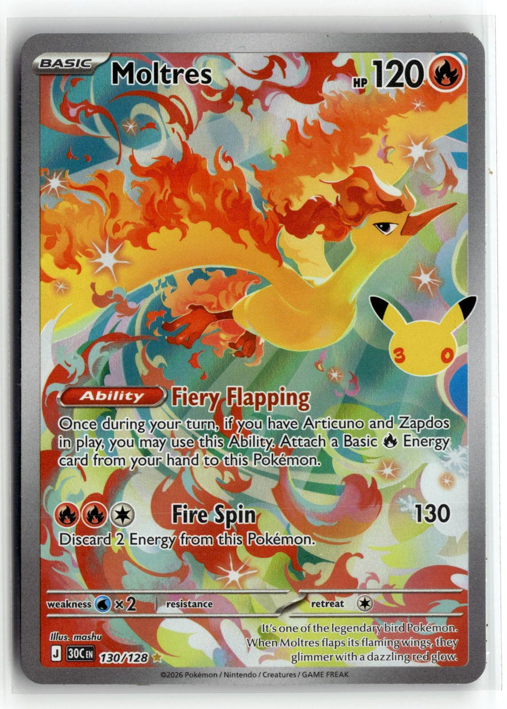 Pokemon tcg ME: 30th Celebration #130/128 Moltres