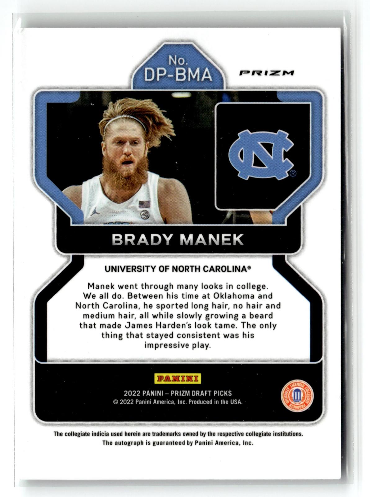 #DP-BMA Brady Manek 2022 Panini Prizm Draft Picks
