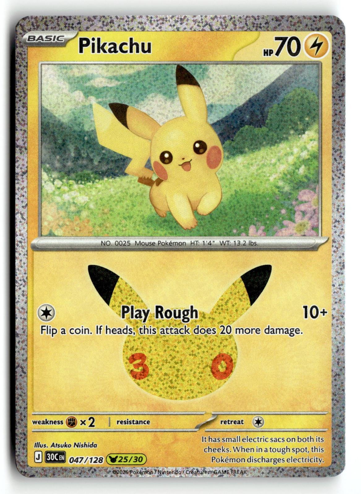 Pokemon tcg ME: 30th Celebration #047/128 Pikachu