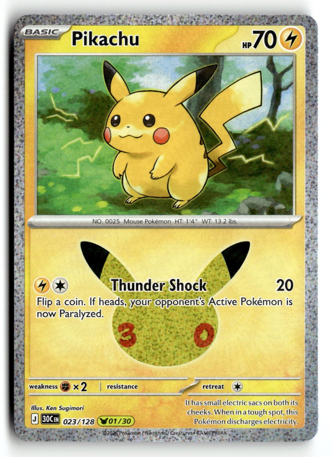 Pokemon tcg ME: 30th Celebration #023/128 Pikachu