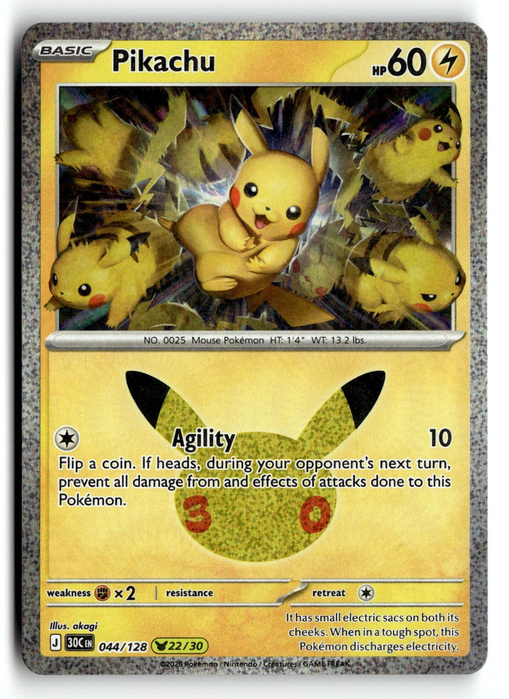Pokemon tcg ME: 30th Celebration #044/128 Pikachu