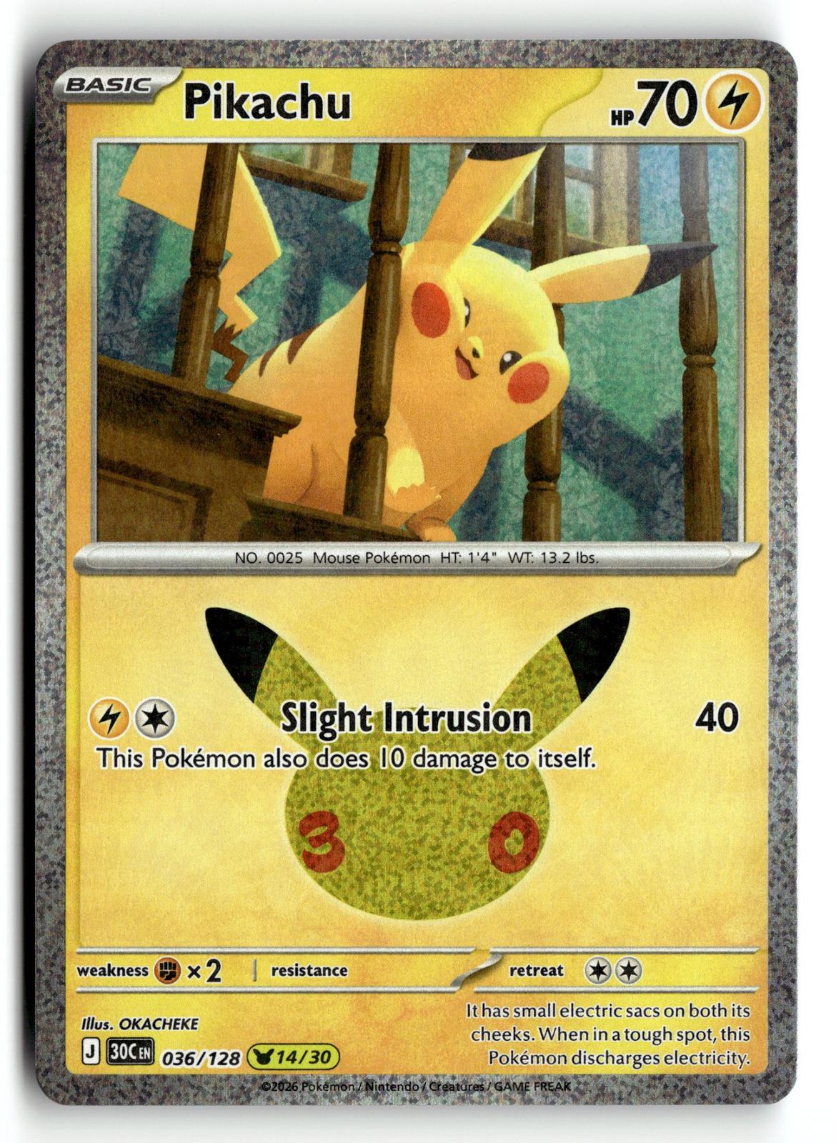 Pokemon tcg ME: 30th Celebration #036/128 Pikachu