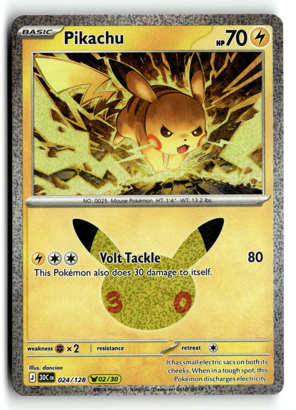 Pokemon tcg ME: 30th Celebration #024/128 Pikachu