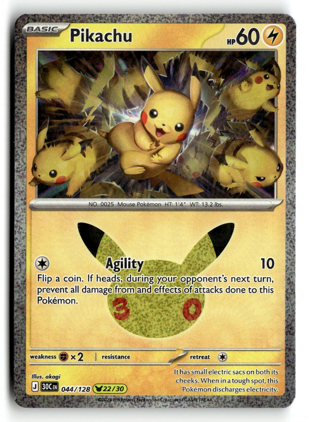 Pokemon tcg ME: 30th Celebration #044/128 Pikachu