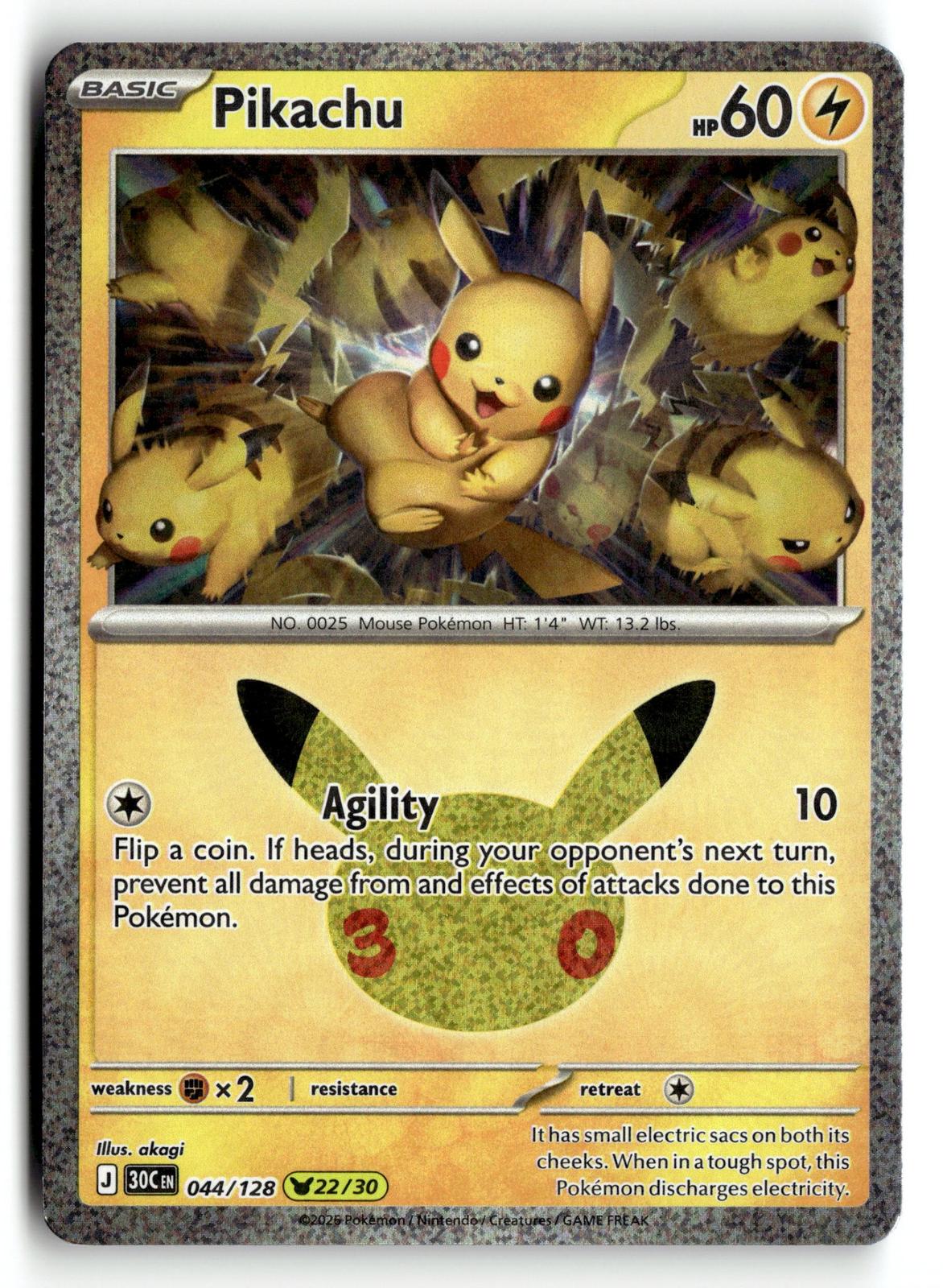 Pokemon tcg ME: 30th Celebration #044/128 Pikachu
