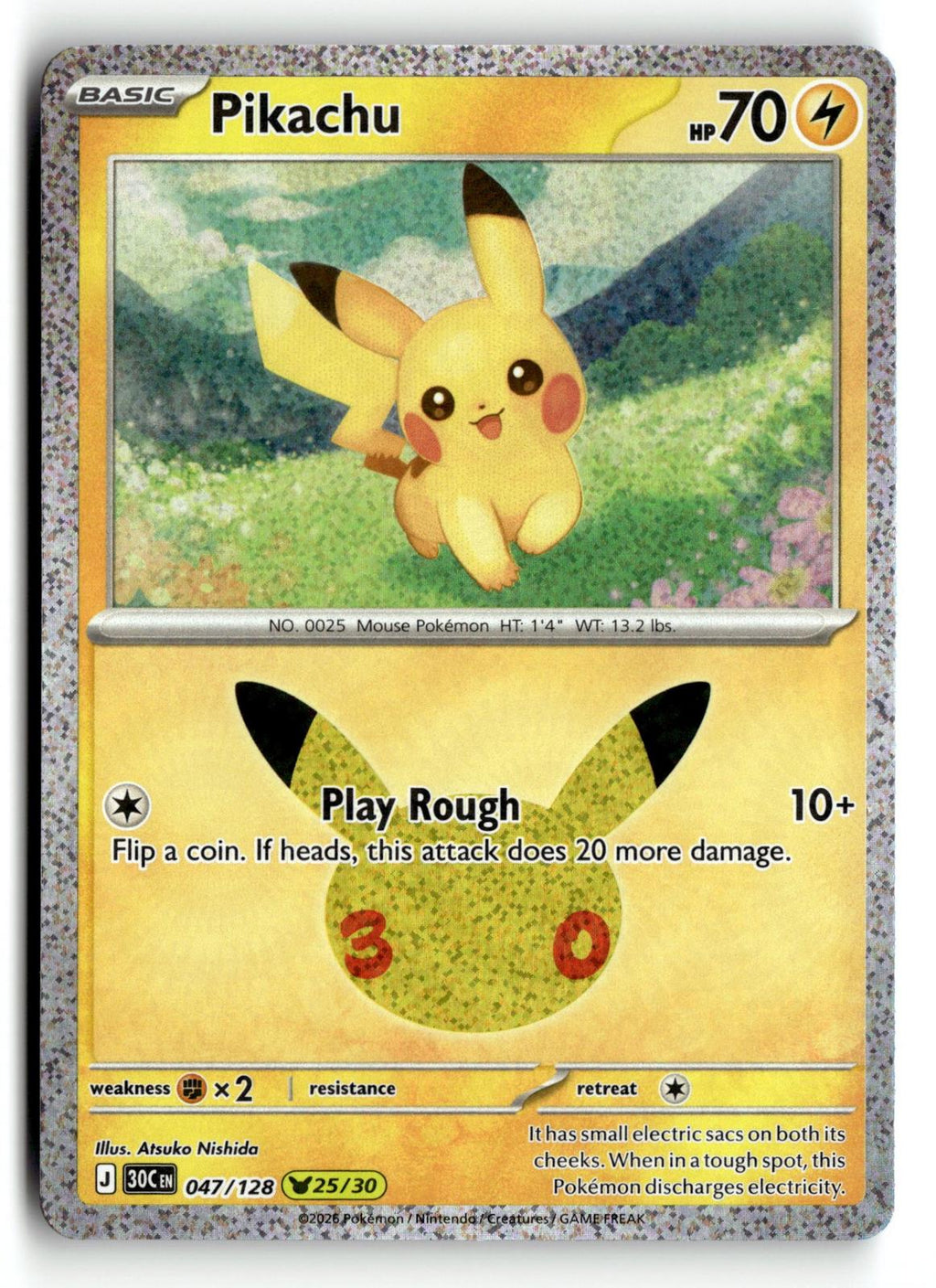 Pokemon tcg ME: 30th Celebration #047/128 Pikachu