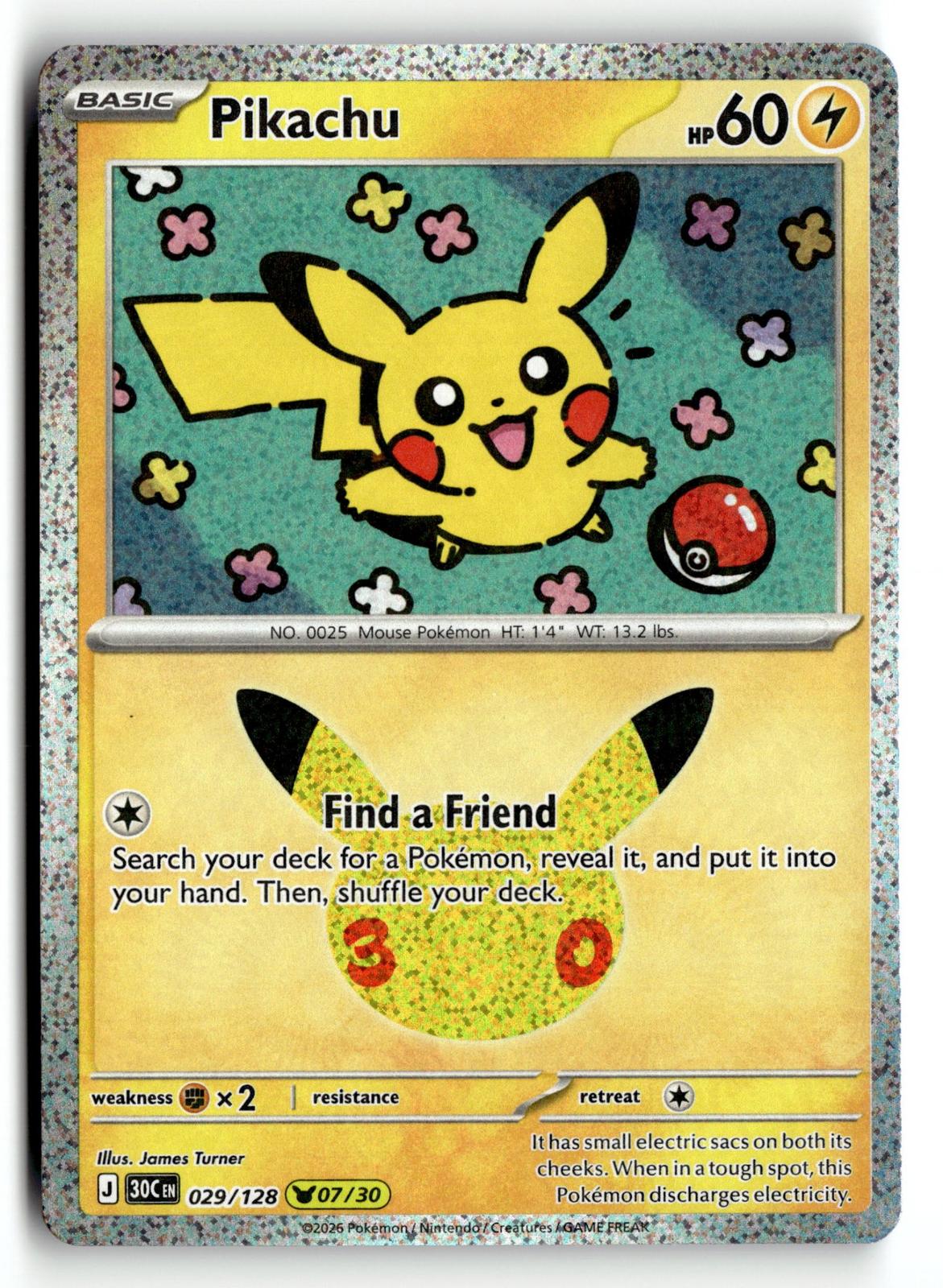 Pokemon tcg ME: 30th Celebration #029/128 Pikachu