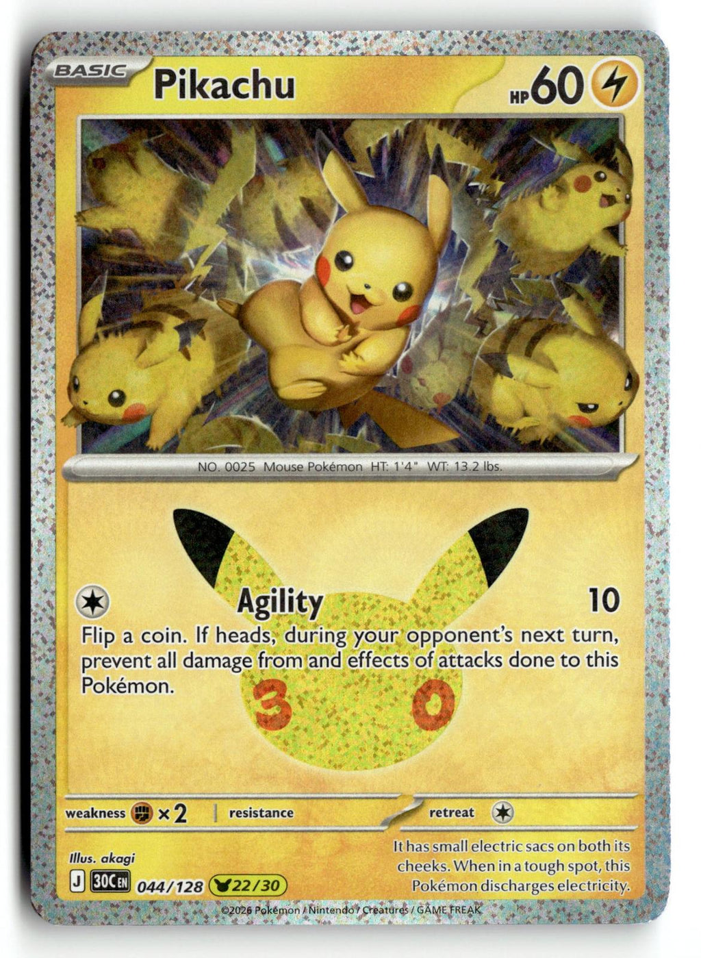 Pokemon tcg ME: 30th Celebration #044/128 Pikachu