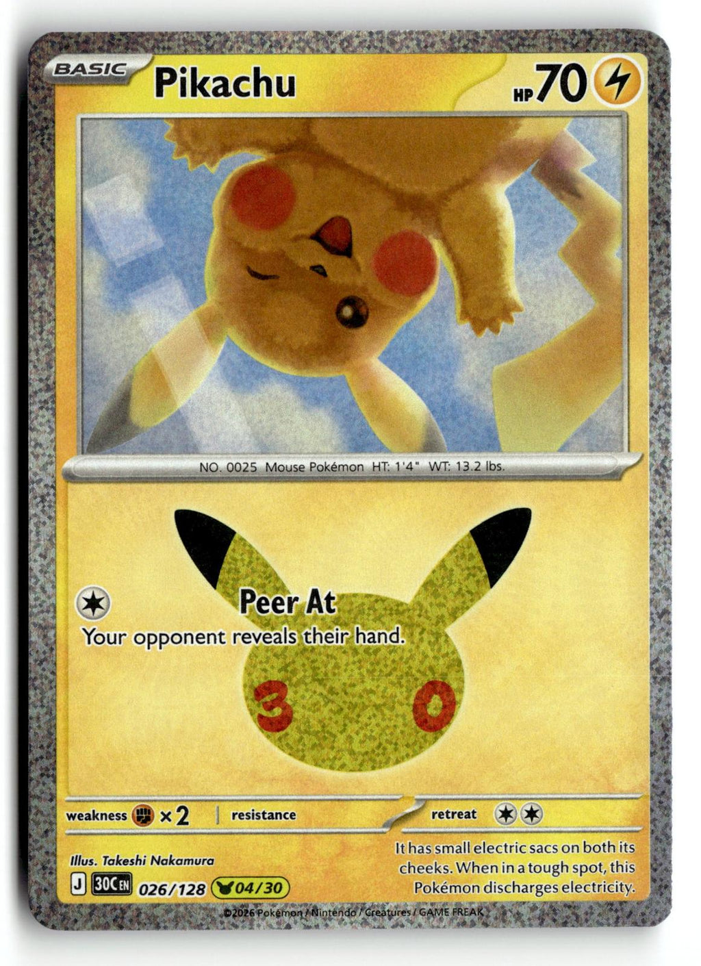 Pokemon tcg ME: 30th Celebration #026/128 Pikachu