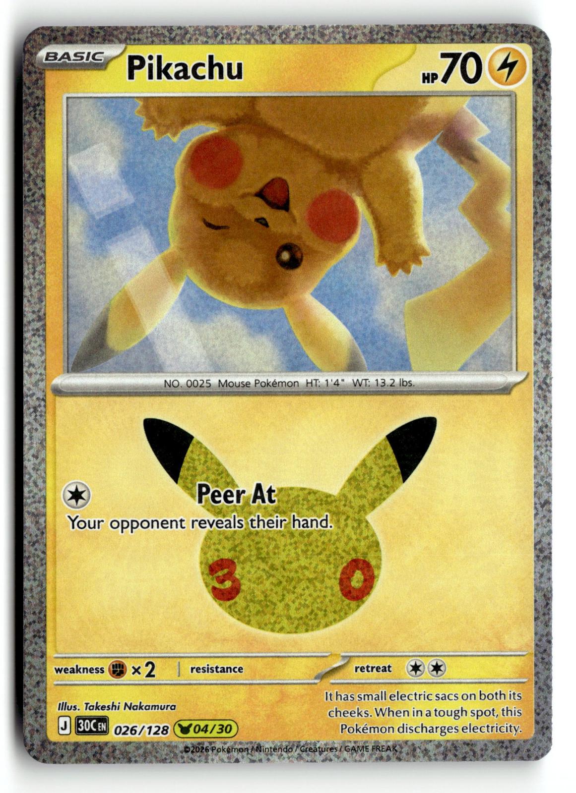 Pokemon tcg ME: 30th Celebration #026/128 Pikachu