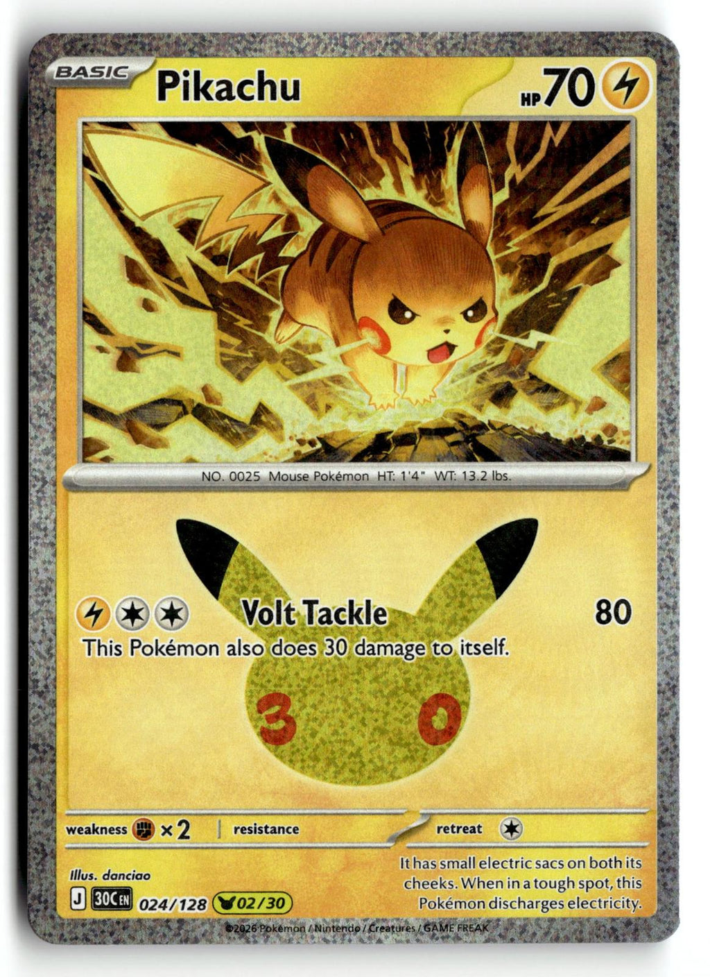 Pokemon tcg ME: 30th Celebration #024/128 Pikachu