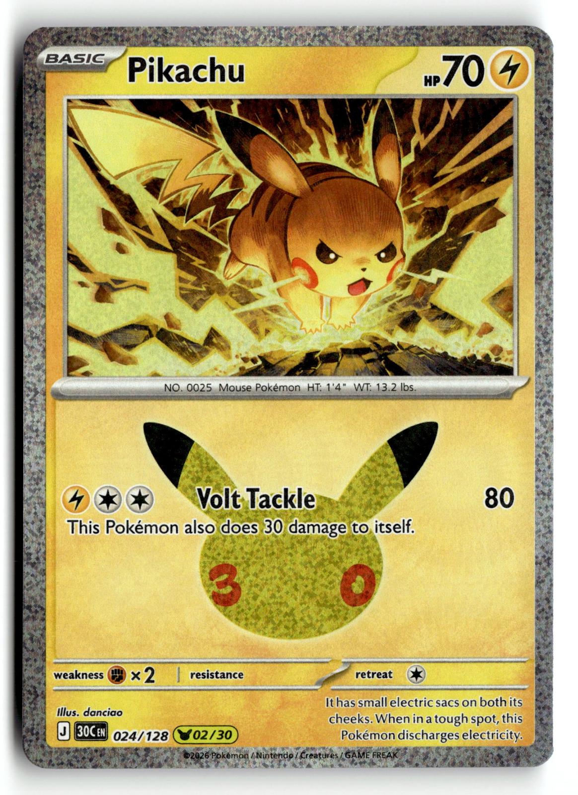 Pokemon tcg ME: 30th Celebration #024/128 Pikachu