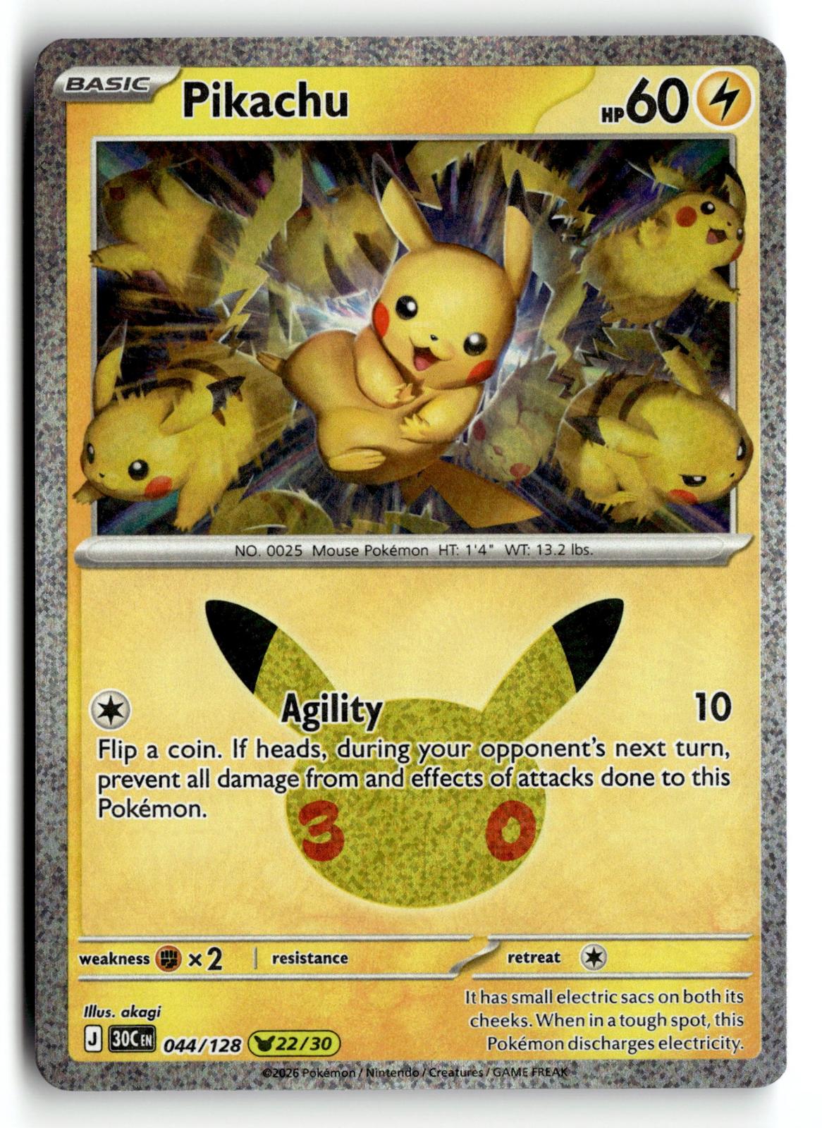 Pokemon tcg ME: 30th Celebration #044/128 Pikachu