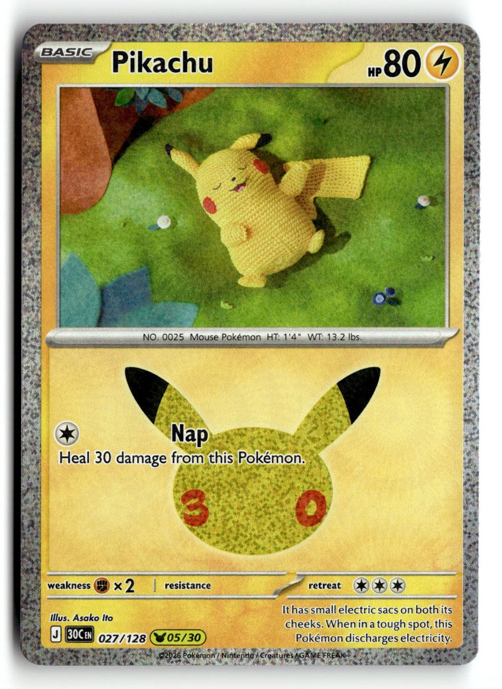 Pokemon tcg ME: 30th Celebration #027/128 Pikachu