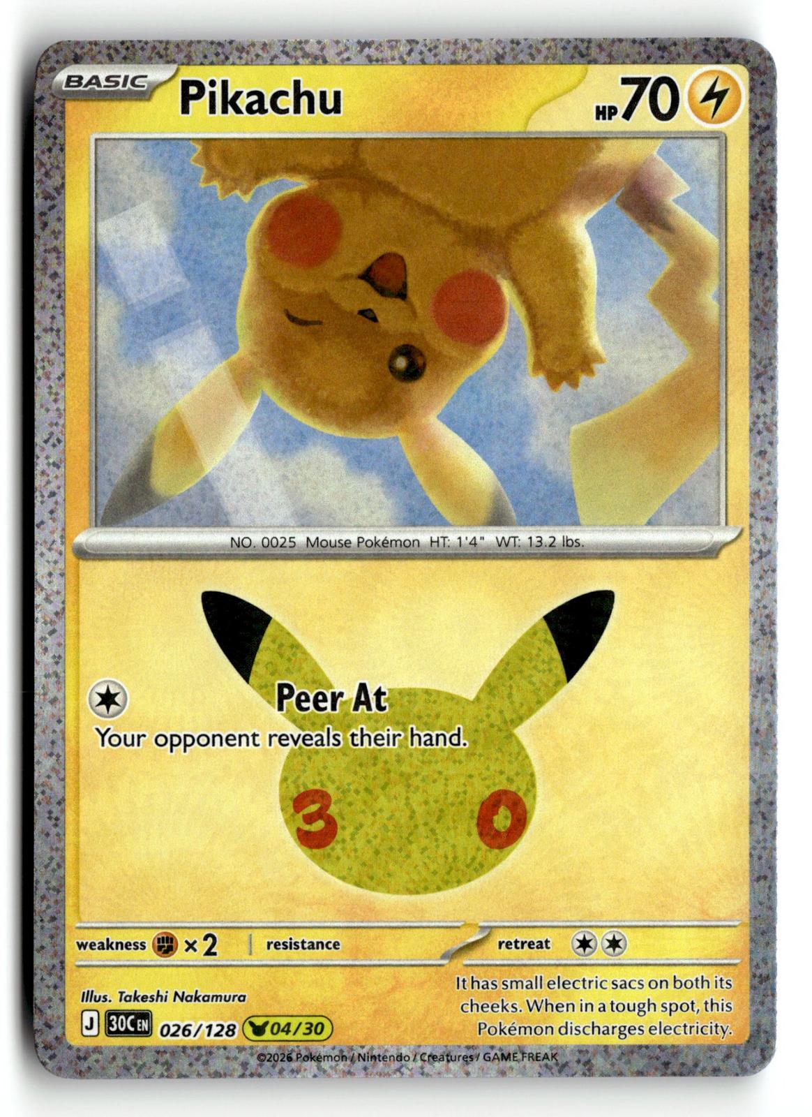 Pokemon tcg ME: 30th Celebration #026/128 Pikachu