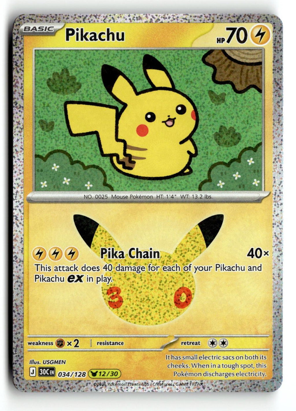 Pokemon tcg ME: 30th Celebration #034/128 Pikachu