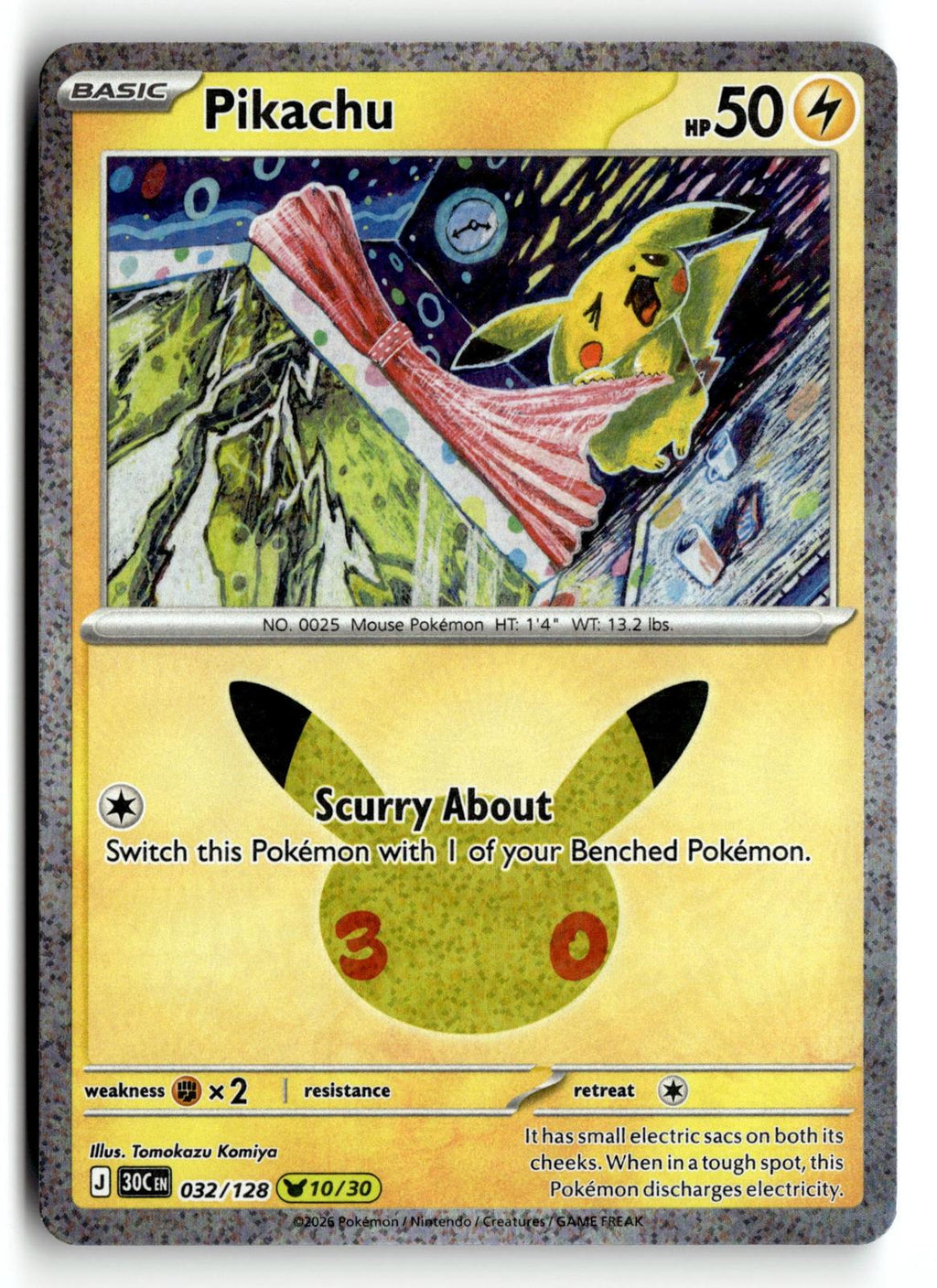 Pokemon tcg ME: 30th Celebration #032/128 Pikachu