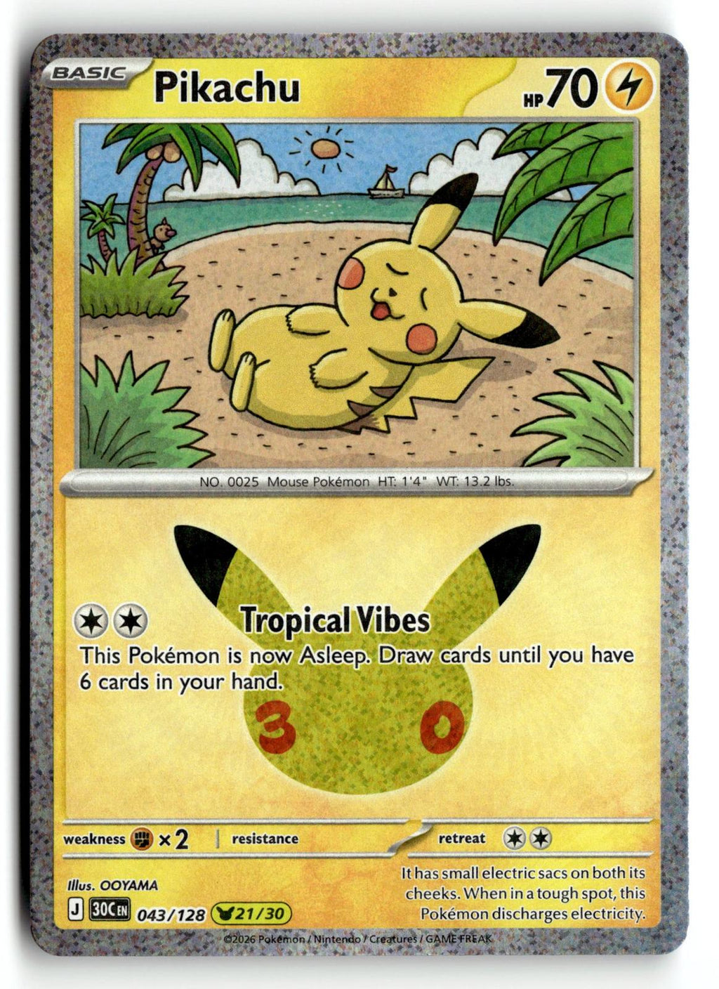 Pokemon tcg ME: 30th Celebration #043/128 Pikachu