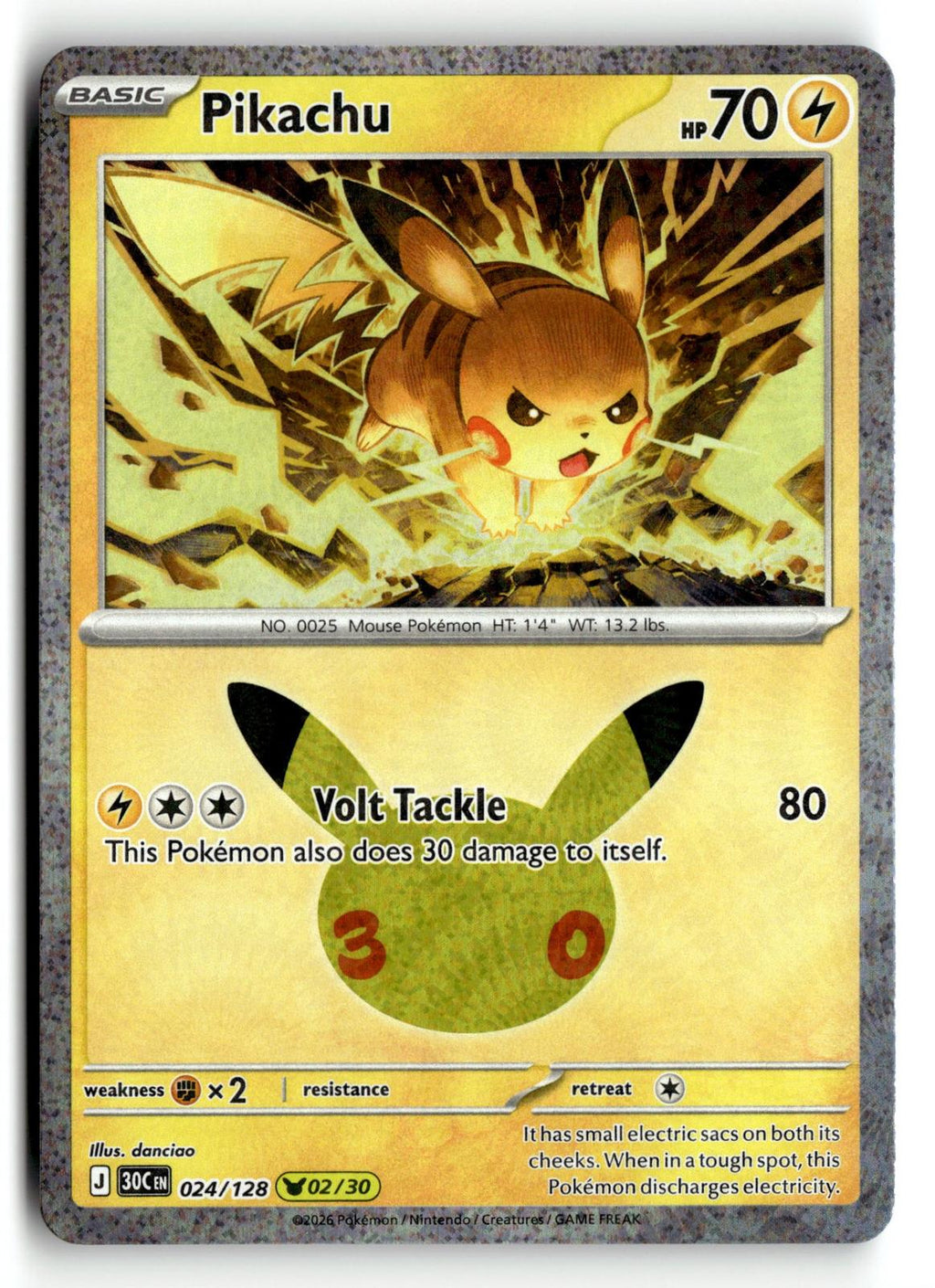 Pokemon tcg ME: 30th Celebration #024/128 Pikachu