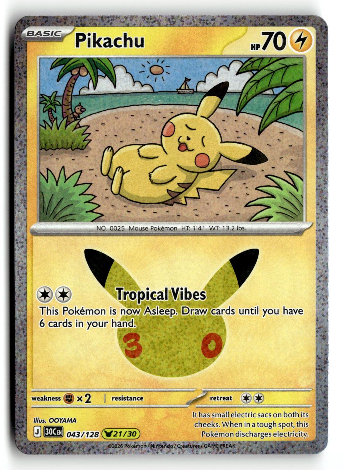 Pokemon tcg ME: 30th Celebration #043/128 Pikachu