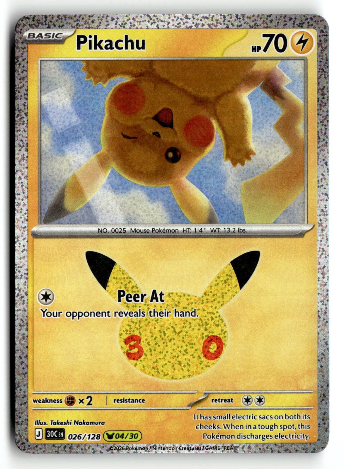 Pokemon tcg ME: 30th Celebration #026/128 Pikachu