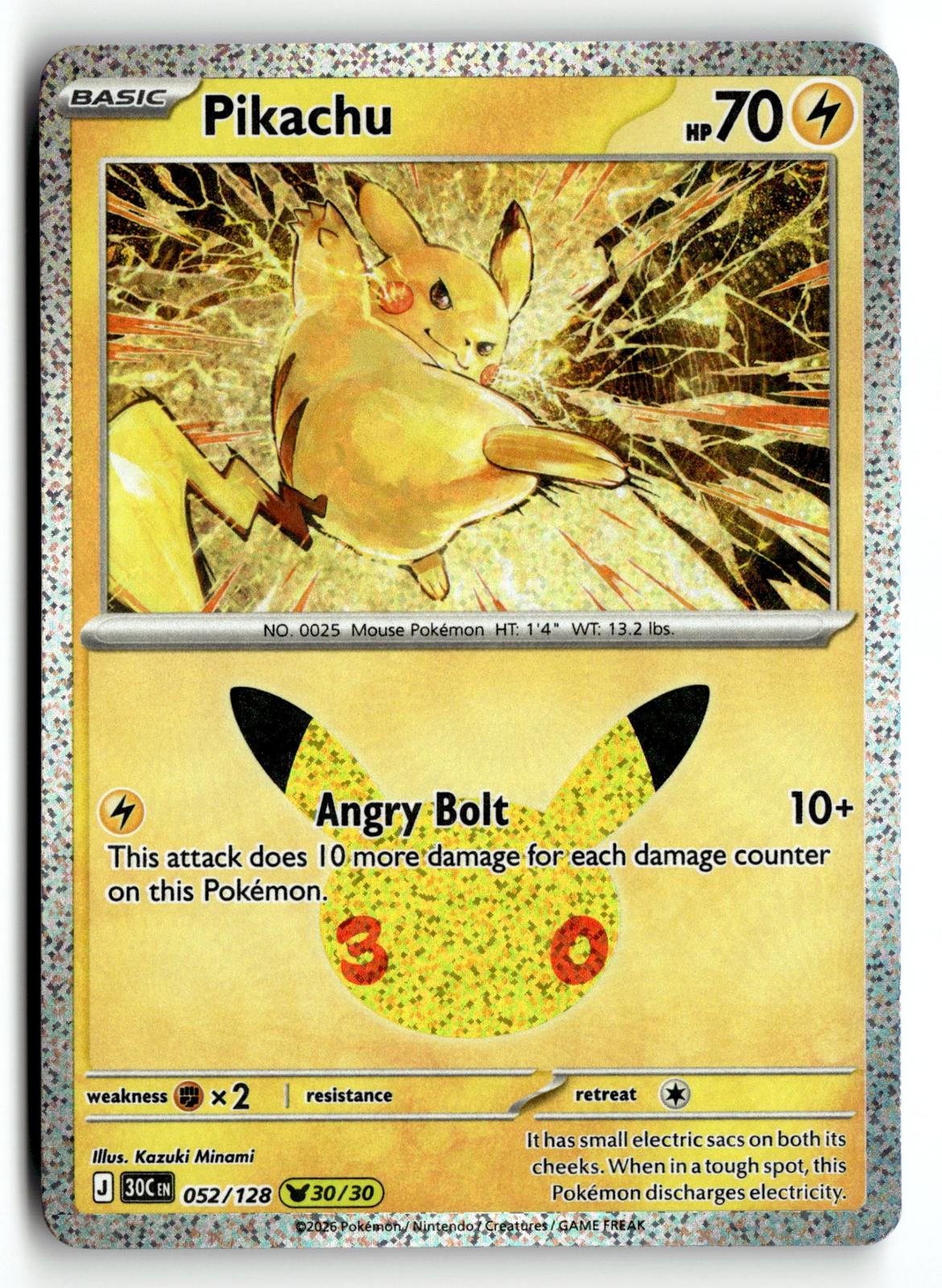 Pokemon tcg ME: 30th Celebration #052/128 Pikachu