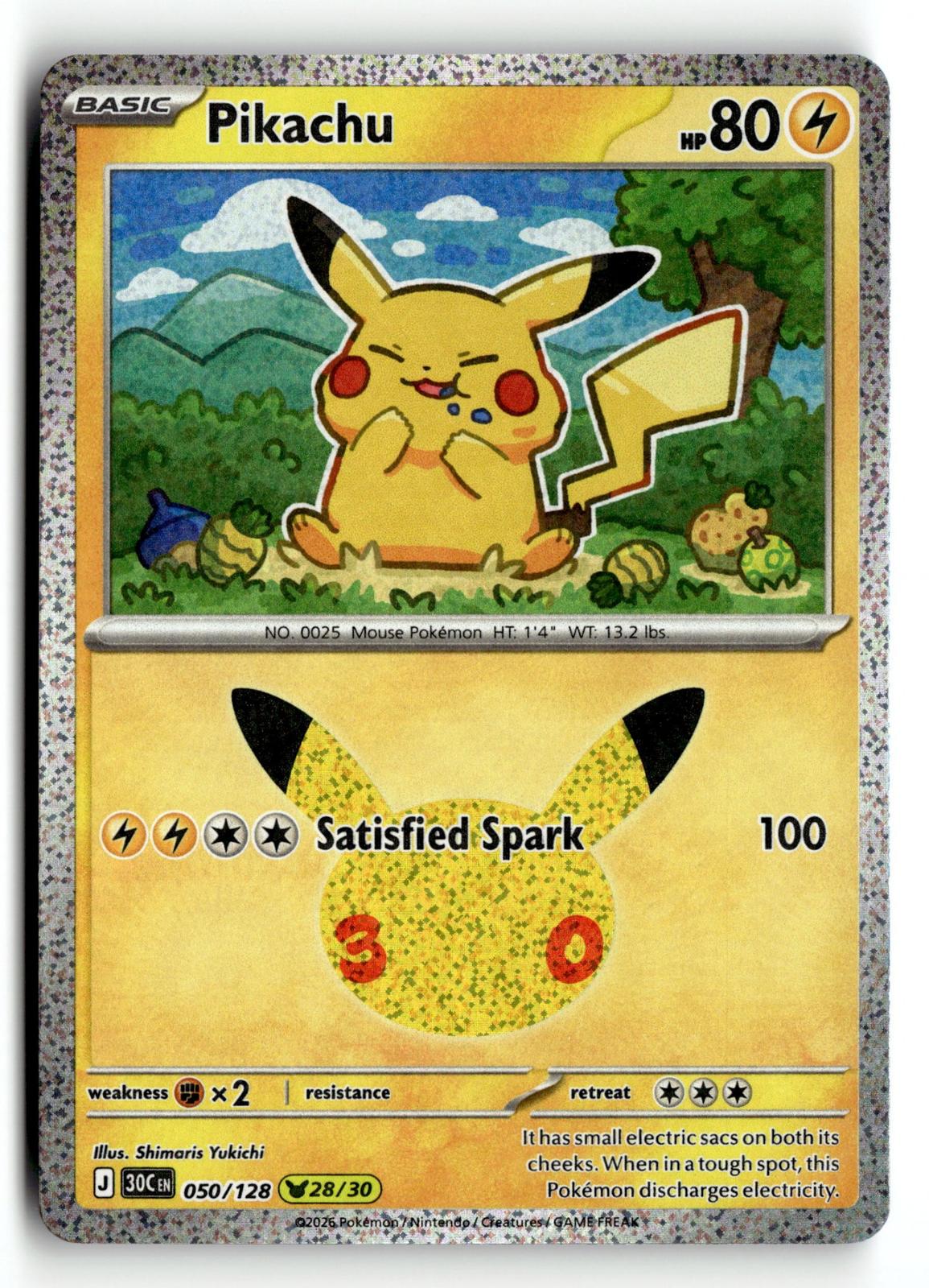 Pokemon tcg ME: 30th Celebration #050/128 Pikachu