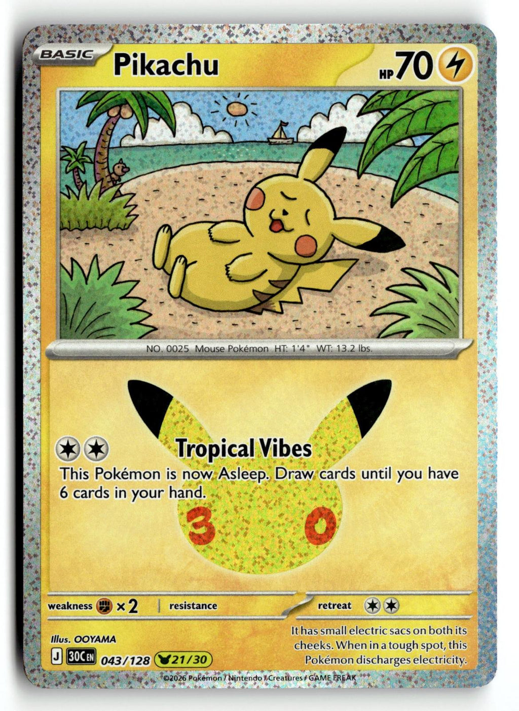 Pokemon tcg ME: 30th Celebration #043/128 Pikachu