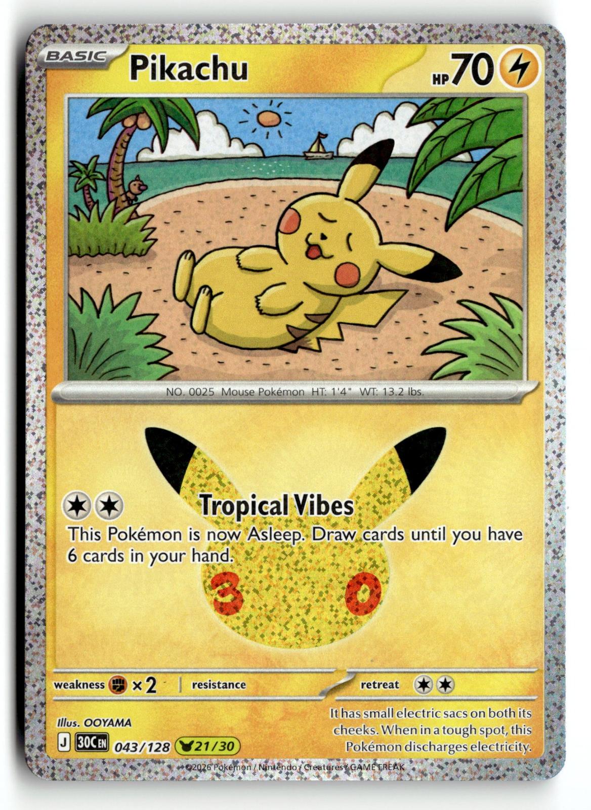 Pokemon tcg ME: 30th Celebration #043/128 Pikachu