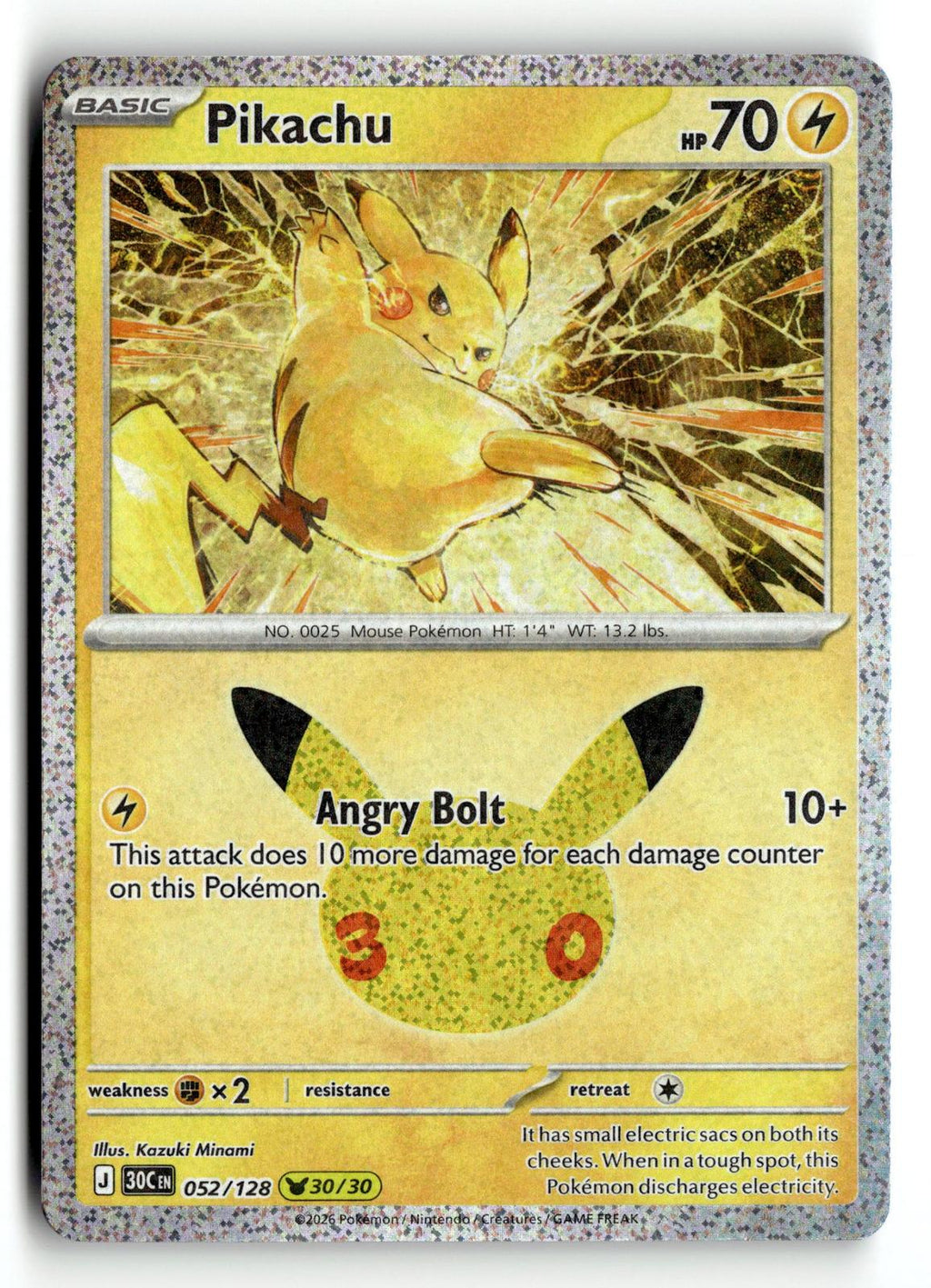 Pokemon tcg ME: 30th Celebration #052/128 Pikachu