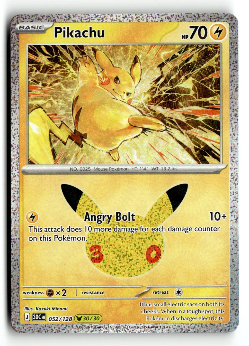 Pokemon tcg ME: 30th Celebration #052/128 Pikachu
