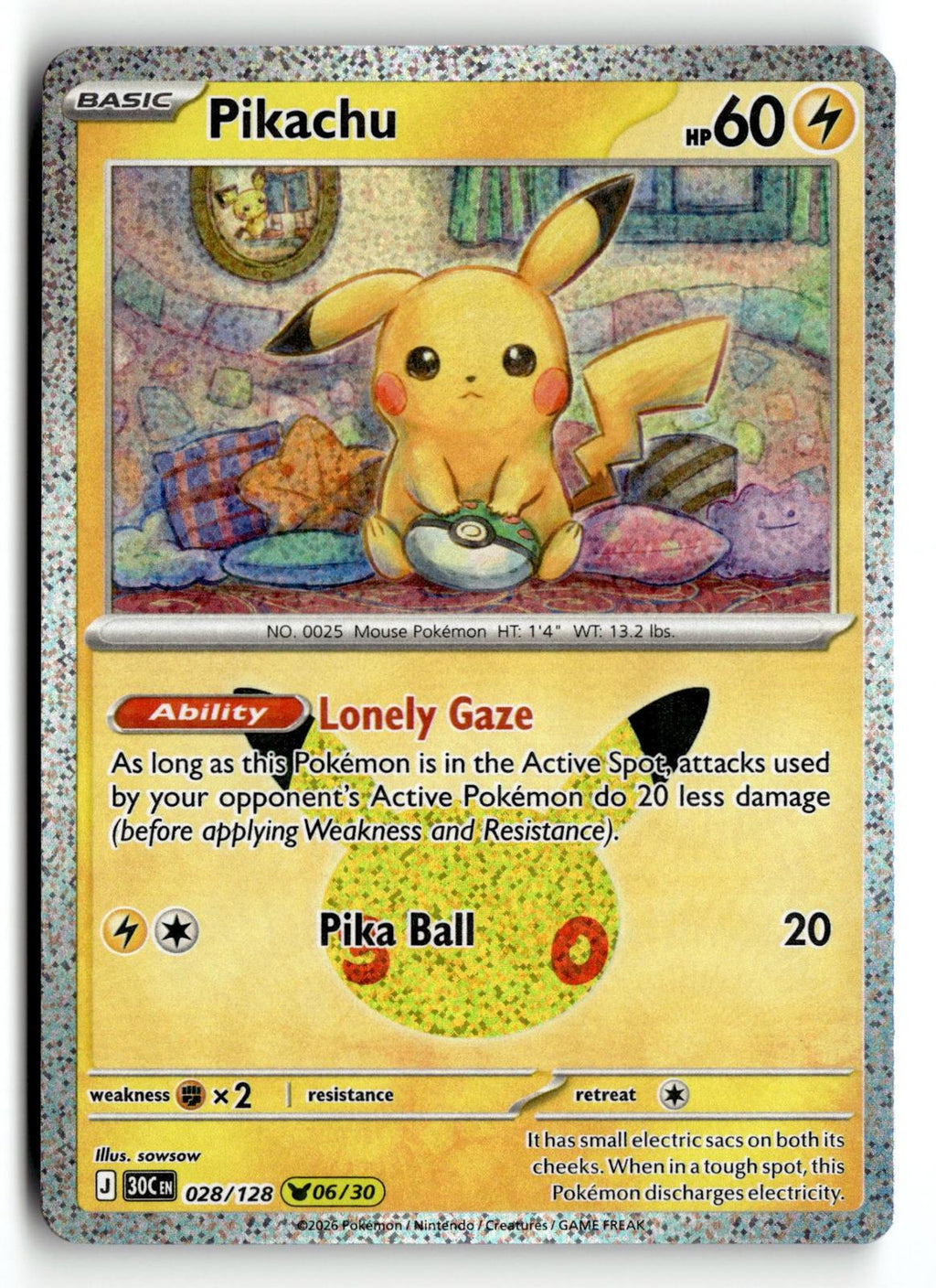 Pokemon tcg ME: 30th Celebration #028/128 Pikachu