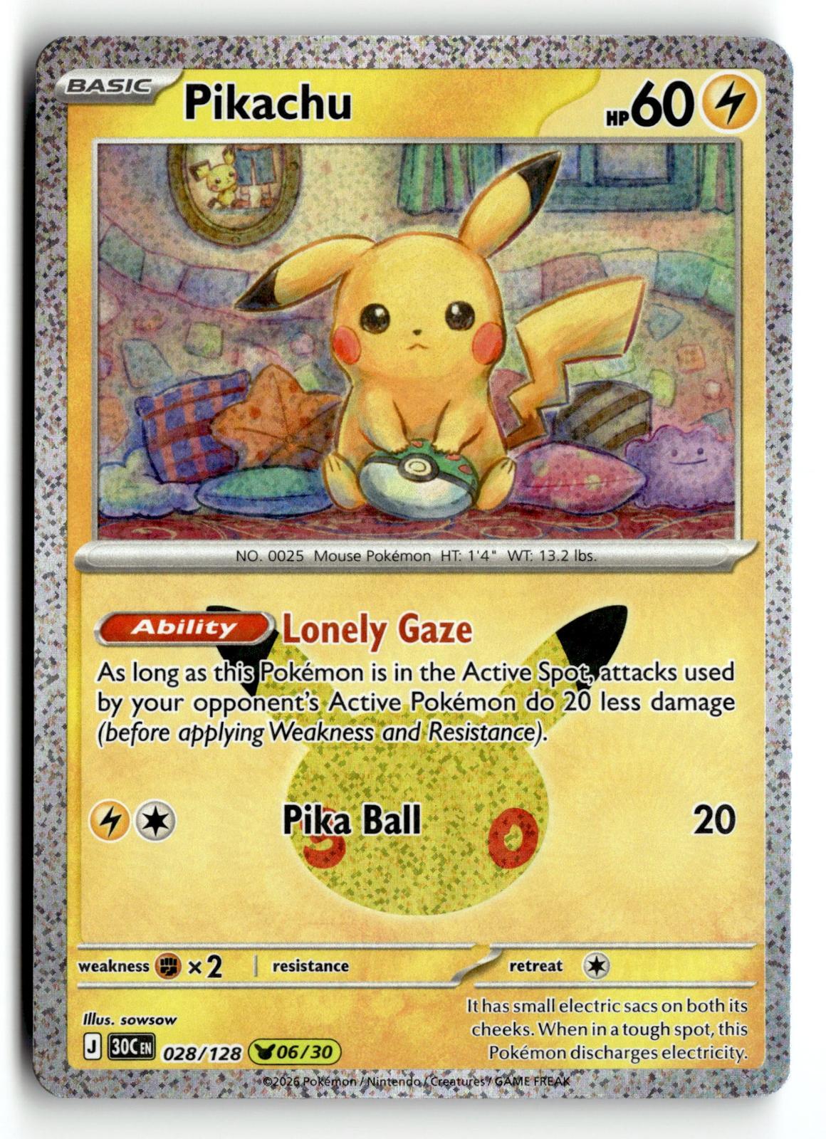Pokemon tcg ME: 30th Celebration #028/128 Pikachu