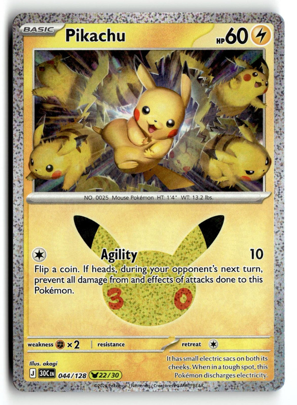 Pokemon tcg ME: 30th Celebration #044/128 Pikachu