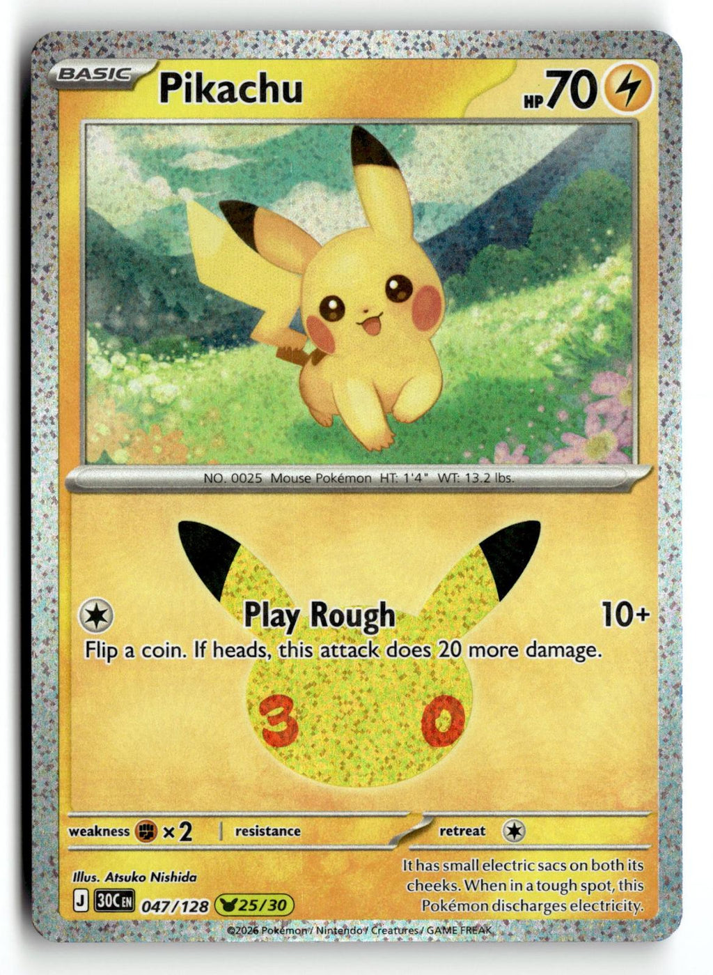 Pokemon tcg ME: 30th Celebration #047/128 Pikachu