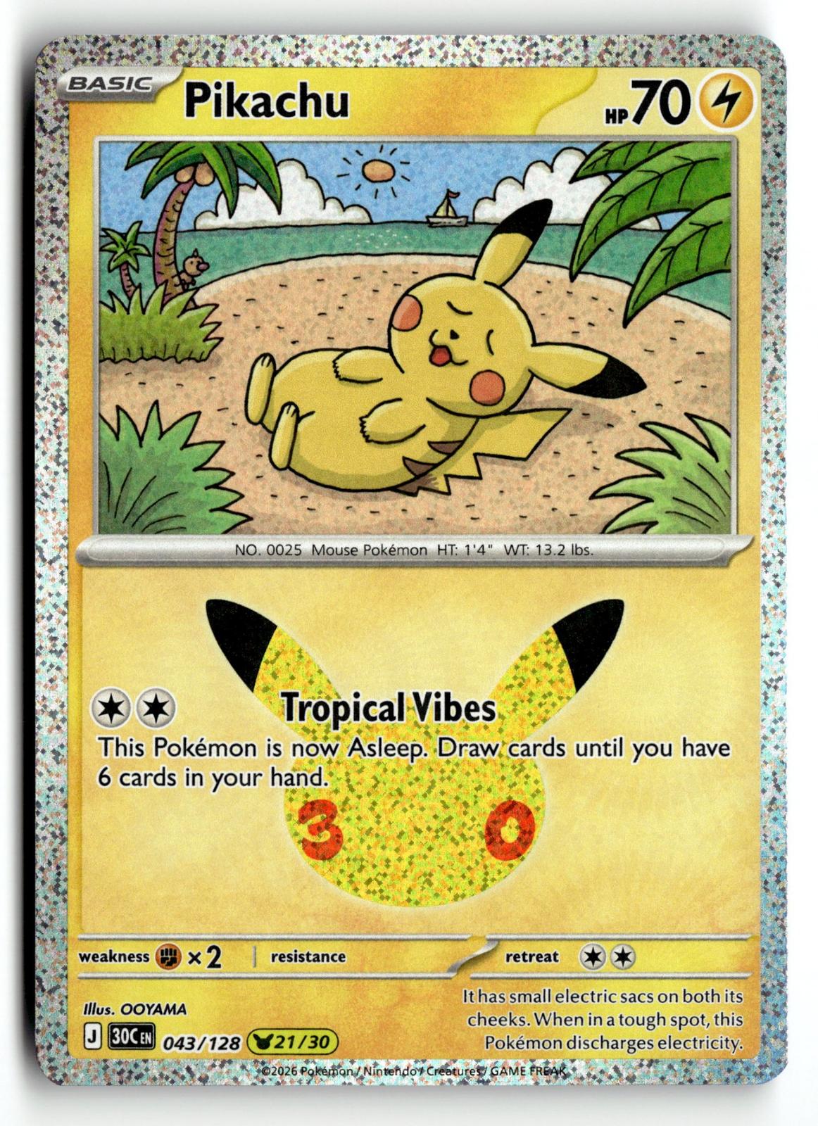 Pokemon tcg ME: 30th Celebration #043/128 Pikachu